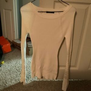 PattyBoutik Cream Ribbed Knit Sweater